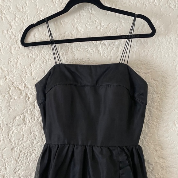 Vintage Valentino Black Long Asymmetric Ruffled Cocktail Dress, Size 10 Gown - Picture 13 of 15